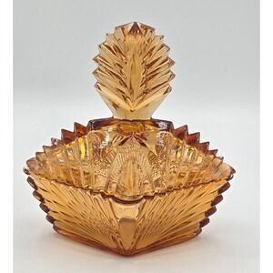 Vintage Amber Glass Swan Trinket Dish Candy Nut‎ Bowl with Lid